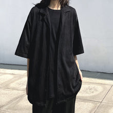 Load image into Gallery viewer, Pleated Breathable Blazer Collar Short Sleeve Shirt