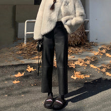 Load image into Gallery viewer, Soft Simulated Sheepskin Straight PU Leather Pants