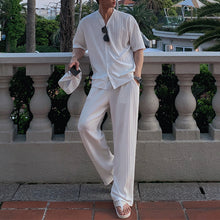 Load image into Gallery viewer, V-neck Cardigan T-shirt and Trousers Set