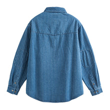 Load image into Gallery viewer, Japanese Retro Style Washed Striped Denim Shirt
