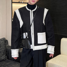 Load image into Gallery viewer, Black and White Contrast Leather Jacket