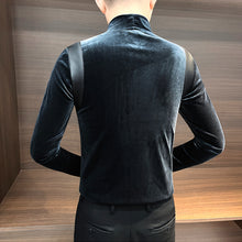 Load image into Gallery viewer, Gold Velvet Patchwork Bottoming Shirt