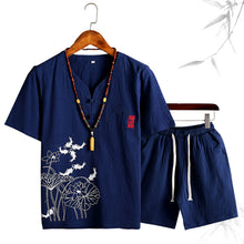 Load image into Gallery viewer, T-shirt Linen Cotton Two-piece Suit