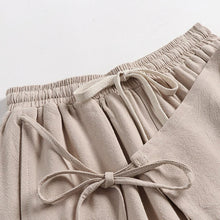 Load image into Gallery viewer, Linen Vintage Tie Wide Leg Straight Pants