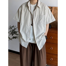 Load image into Gallery viewer, Japanese Striped Loose-fitting Long-sleeved Shirt