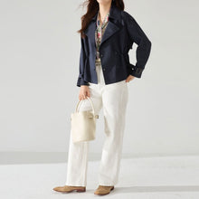 Load image into Gallery viewer, Women's Short Drawstring Cotton Trench Coat