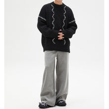 Load image into Gallery viewer, Irregular Black Knitted Twist Sweater