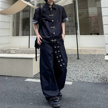Load image into Gallery viewer, Summer Short-Sleeve Denim Jacket with Metal Buttons Denim Trousers Two-Piece Set