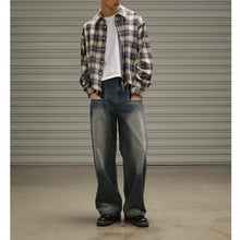 Load image into Gallery viewer, Raw Edge Cropped Loose Check Shirt