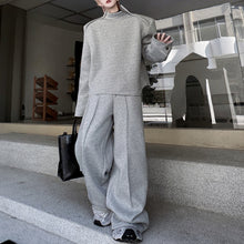 Load image into Gallery viewer, Stand Collar Side Zipper Padded Shoulder Sweatshirt Wide Leg Pants Two-piece Set