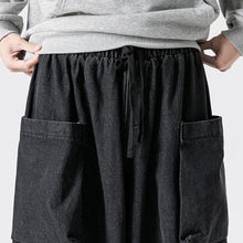Load image into Gallery viewer, Japanese Retro Loose Large Pocket Denim Wide-leg Pants