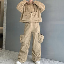 Load image into Gallery viewer, Multi-pocket Pullover Sweatshirt Straight Pants Two-piece Set