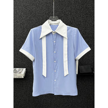 Load image into Gallery viewer, Casual Contrast Tie T-shirt