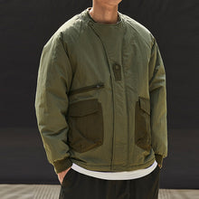 Load image into Gallery viewer, Color-blocked Crew Neck Quilted Cotton Coat