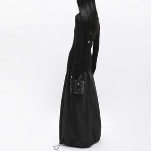 Black Adjustable Drawstring Skirt