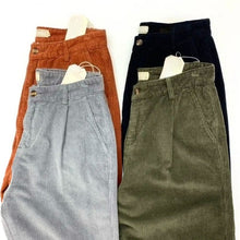 Load image into Gallery viewer, Heavyweight Washed Corduroy Pleated Loose Wide-leg Straight Trousers