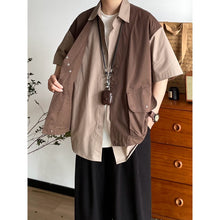 Load image into Gallery viewer, Patchwork Faux Two-Piece Workwear Short-Sleeve Shirt