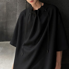 Load image into Gallery viewer, Drawstring Neckline Padded Shoulder T-shirt