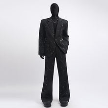Load image into Gallery viewer, Glittery Starry Sky Loose Casual Blazer Slightly Flared Trousers Two-Piece Set