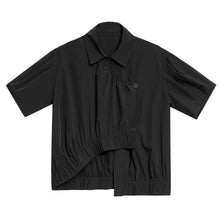 Load image into Gallery viewer, Women's Asymmetric Paneled Short Sleeve Designer Shirt