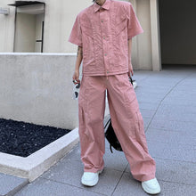 Load image into Gallery viewer, Pleated Short-sleeved Jacket and Wide-leg Pants Two-piece Suit