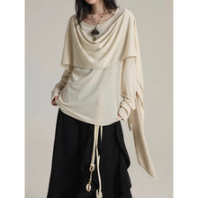 Load image into Gallery viewer, Asymmetrical Ribbon Long Sleeves T-Shirt