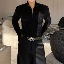Load image into Gallery viewer, Tight-fitting Shoulder-padded Zipper Turtleneck Sweater