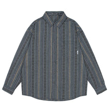 Load image into Gallery viewer, Striped Point Collar Cargo Loose Shirt