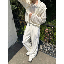 Load image into Gallery viewer, Lace Detail Beaded Straight Leg Loose Casual Trousers