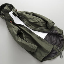 Load image into Gallery viewer, Retro Loose-fitting Mid-length Hooded Trench Coat