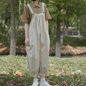Solid Color Loose Overalls Casual Jumpsuit