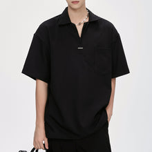 Load image into Gallery viewer, Fake Two-piece American Polo Collar Loose T-shirt