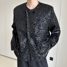 Load image into Gallery viewer, Gold Sequined Crew Neck Cropped Jacket