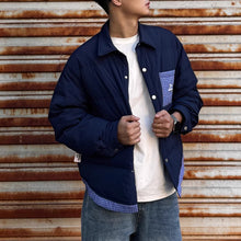 Load image into Gallery viewer, Plaid Patchwork Faux Two-piece Down Shirt Jacket