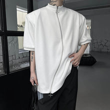 Load image into Gallery viewer, Half Turtleneck Curved Double Zip Shoulder Padded Shirt