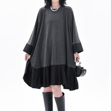 Load image into Gallery viewer, Womens Loose Casual Color Block Patchwork Midi Dress