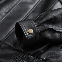 Load image into Gallery viewer, Black Shoulder Padded Motorcycle PU Leather Jacket