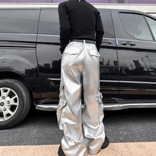 Load image into Gallery viewer, Silver Cargo Pants Stage Performance Outfit