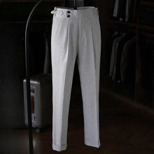Load image into Gallery viewer, High-waisted Parisian Button Draped Suit Trousers