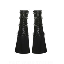 Load image into Gallery viewer, High Waist Frayed Jeans Leather Buckle Flared Pantyhose