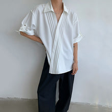 Load image into Gallery viewer, Pleated V-Neck Casual Mid-Length Sleeve Shirt
