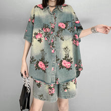 Load image into Gallery viewer, Floral Denim Retro Casual Suit