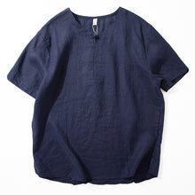 Load image into Gallery viewer, Button Loose Casual Round Neck T-shirt