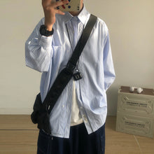 Load image into Gallery viewer, Japanese Fake Two-piece Striped Long-sleeved Shirt