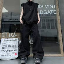 Load image into Gallery viewer, Stand-up Collar Zipper Denim Vest and Trousers Two-piece Set