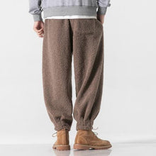 Load image into Gallery viewer, Retro Thick Velvet Embroidered Drawstring Trousers