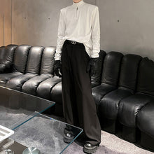 Load image into Gallery viewer, Retro Shoulder Pad Pearl Zipper Decoration Half Turtleneck T-shirts