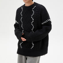 Load image into Gallery viewer, Irregular Black Knitted Twist Sweater