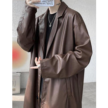 Load image into Gallery viewer, PU Leather Windbreaker Loose Casual Coat