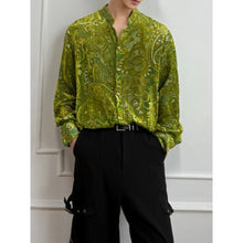Load image into Gallery viewer, Vintage Floral Printed Velvet Metal Button Long Sleeve Shirt